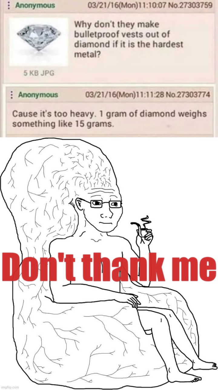 Don't thank me | image tagged in big brain wojak hq | made w/ Imgflip meme maker