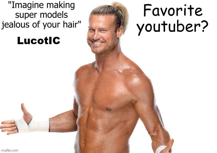 random questions | Favorite youtuber? LucotIC | image tagged in dolph ziggler announcement template | made w/ Imgflip meme maker