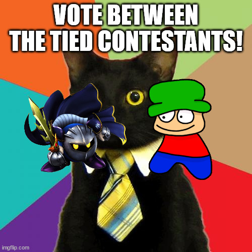 Business Cat | VOTE BETWEEN THE TIED CONTESTANTS! | image tagged in memes,business cat | made w/ Imgflip meme maker