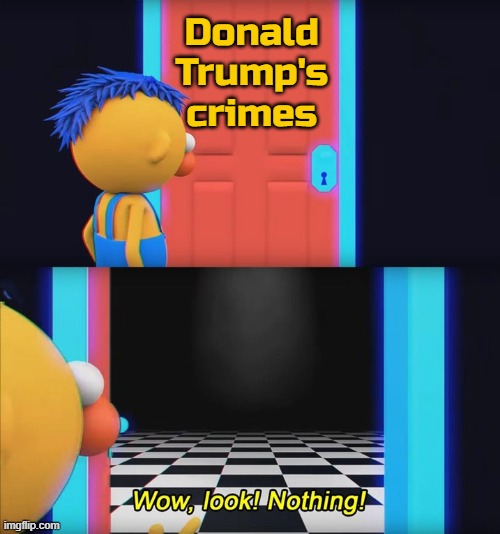 Wow, look! Nothing! | Donald Trump's crimes | image tagged in wow look nothing | made w/ Imgflip meme maker