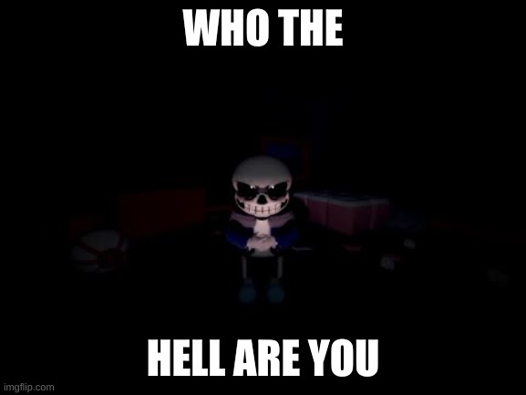 Evil Sans | WHO THE HELL ARE YOU | image tagged in evil sans | made w/ Imgflip meme maker