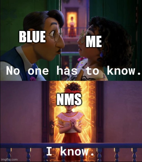 No one is looking | BLUE; ME; NMS | image tagged in no one is looking | made w/ Imgflip meme maker