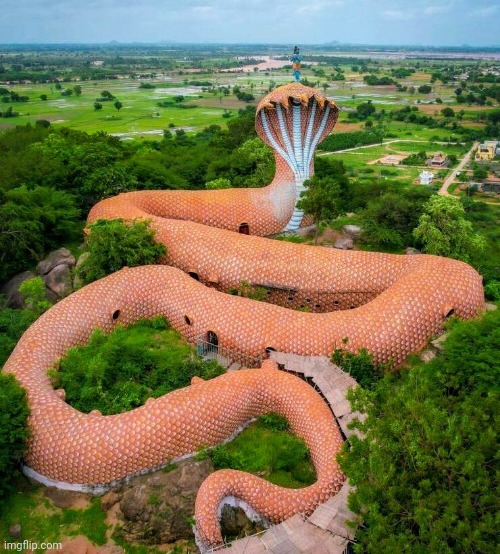 A Snake shaped Temple in India | image tagged in worship,india,temple | made w/ Imgflip meme maker
