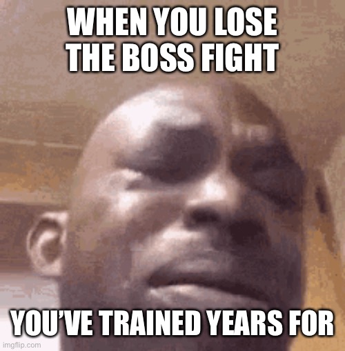 Whyyyyyyyyyyy! | WHEN YOU LOSE THE BOSS FIGHT; YOU’VE TRAINED YEARS FOR | image tagged in sadness,depression | made w/ Imgflip meme maker