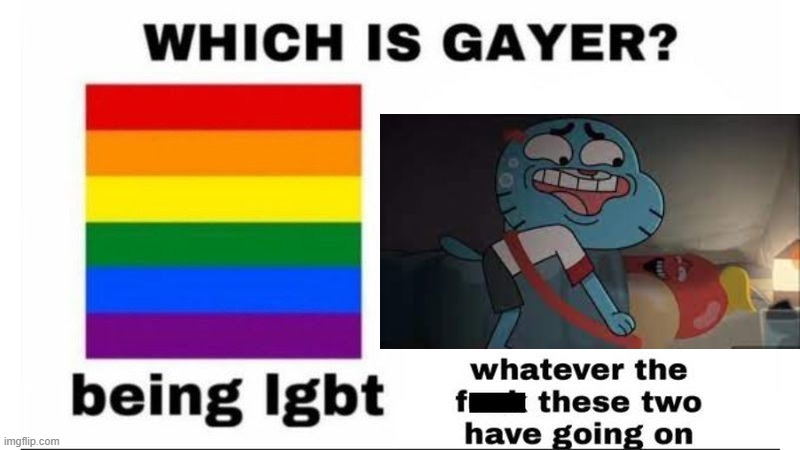 the tension between the two lmao | image tagged in the amazing world of gumball,lgbtq | made w/ Imgflip meme maker