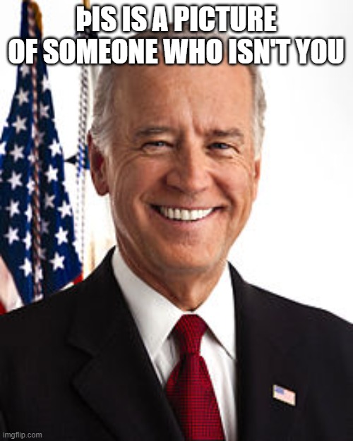 Joe Biden Meme | ÞIS IS A PICTURE OF SOMEONE WHO ISN'T YOU | image tagged in memes,joe biden | made w/ Imgflip meme maker