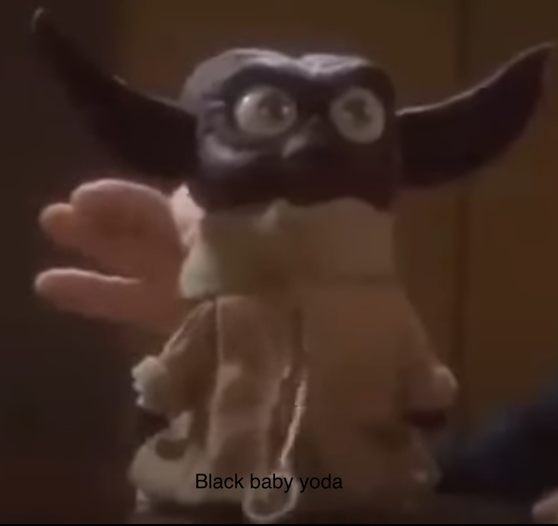 Black baby yoda Blank Meme Template