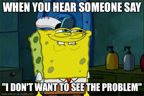 Don't You Squidward Meme | WHEN YOU HEAR SOMEONE SAY; "I DON'T WANT TO SEE THE PROBLEM" | image tagged in memes,don't you squidward | made w/ Imgflip meme maker