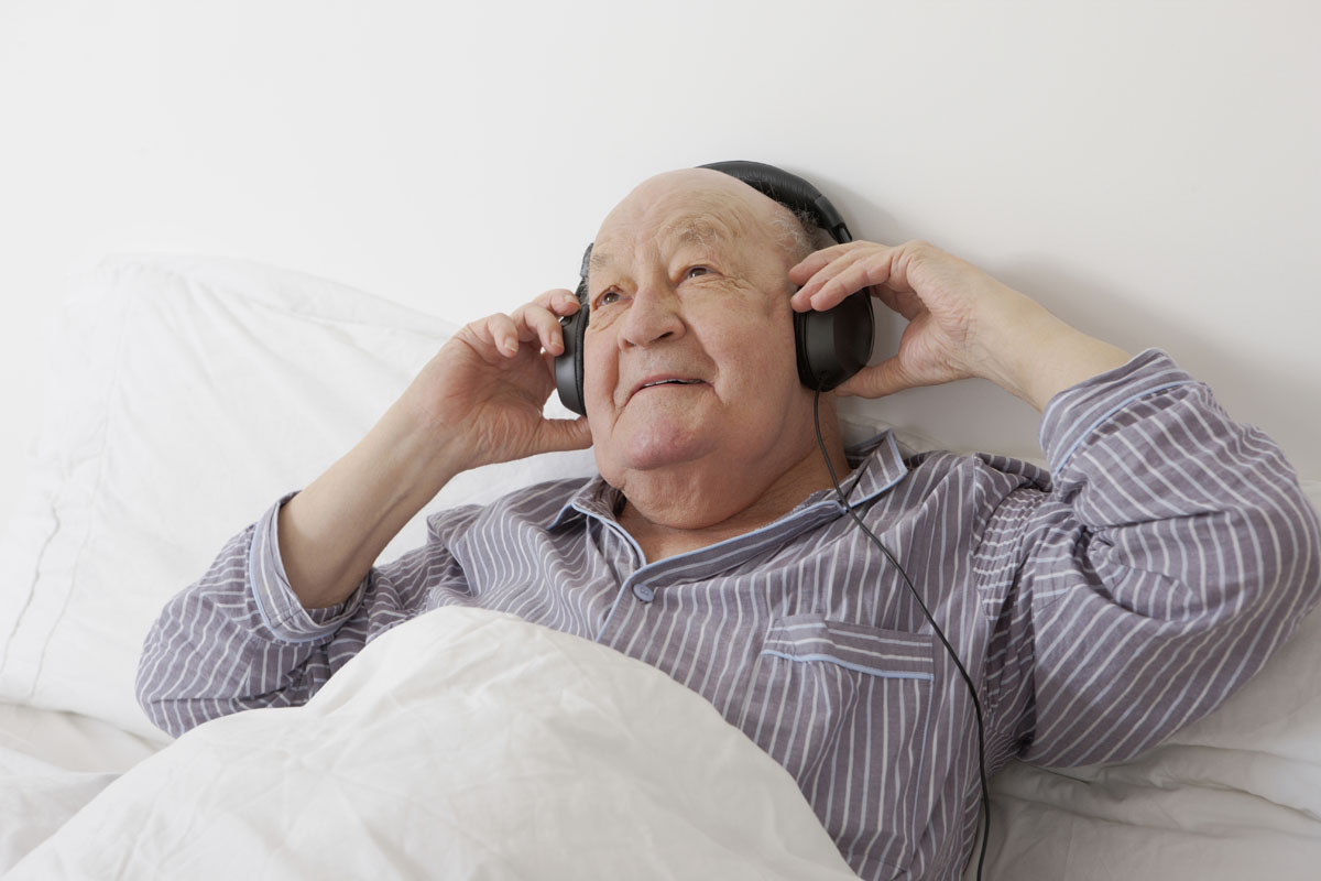 Old Man With Headphones Blank Meme Template