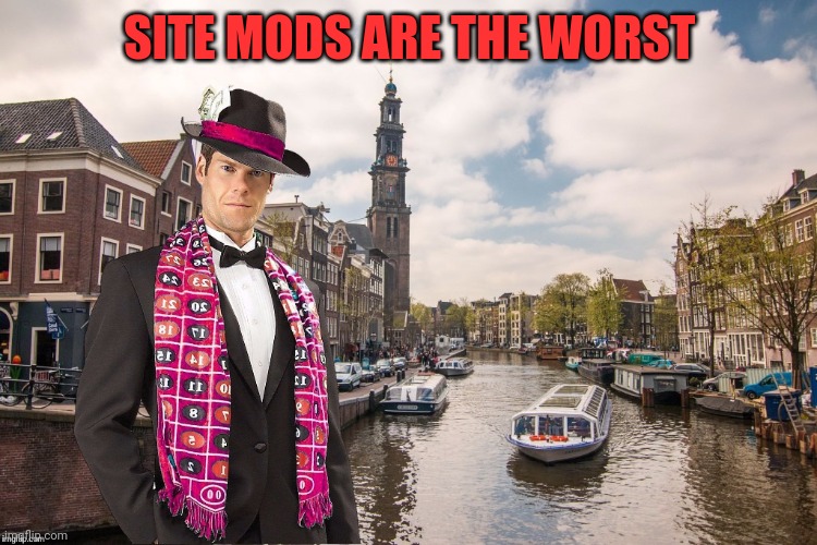 New Stream promotion: https://imgflip.com/m/AntiSiteMods | SITE MODS ARE THE WORST | image tagged in un-merciful mod in amsterdam | made w/ Imgflip meme maker