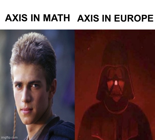 Anakin Becoming evil | AXIS IN EUROPE; AXIS IN MATH | image tagged in anakin becoming evil,axis powers,axis | made w/ Imgflip meme maker