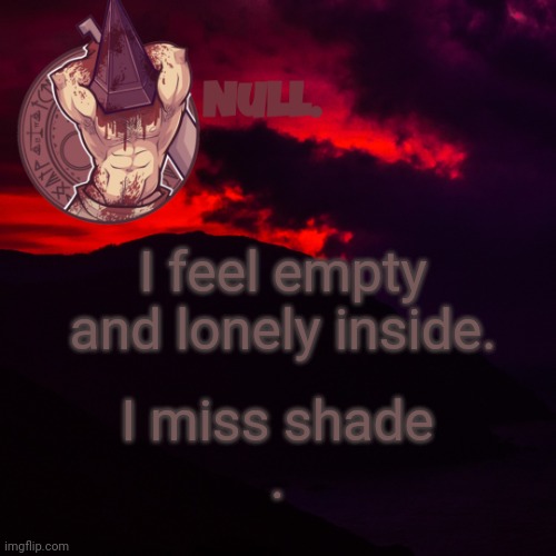 I feel empty and lonely inside. I miss shade
. | made w/ Imgflip meme maker