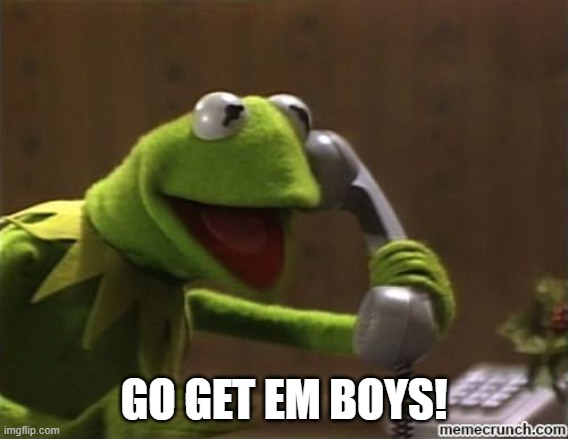 kermit | GO GET EM BOYS! | image tagged in kermit | made w/ Imgflip meme maker