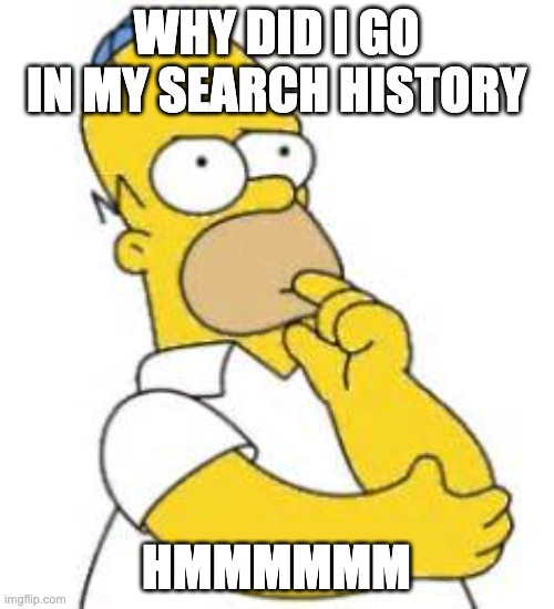 WHY DID I GO IN MY SEARCH HISTORY HMMMMMM | image tagged in homer simpson hmmmm | made w/ Imgflip meme maker