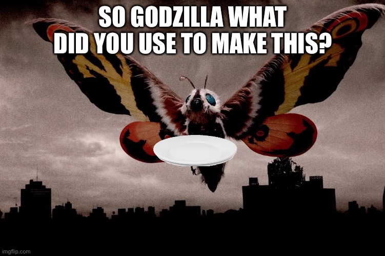 Mothra | SO GODZILLA WHAT DID YOU USE TO MAKE THIS? | image tagged in mothra | made w/ Imgflip meme maker