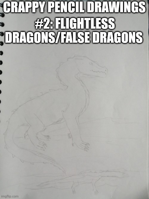 ... | CRAPPY PENCIL DRAWINGS; #2: FLIGHTLESS DRAGONS/FALSE DRAGONS | image tagged in drawing,drawings,dragon,fantasy | made w/ Imgflip meme maker