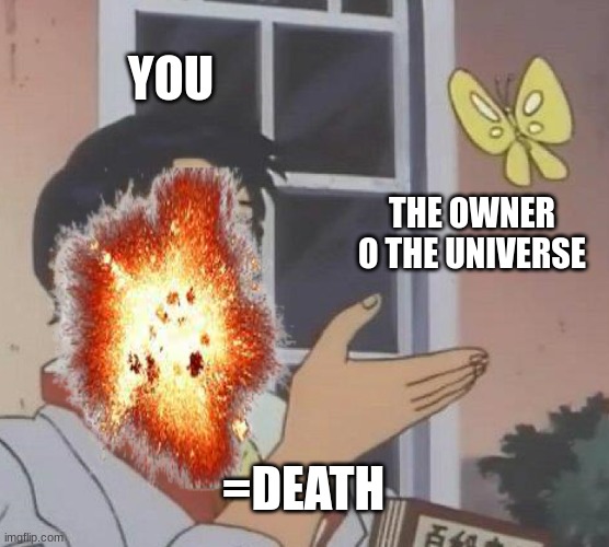 YOU; THE OWNER O THE UNIVERSE; =DEATH | made w/ Imgflip meme maker