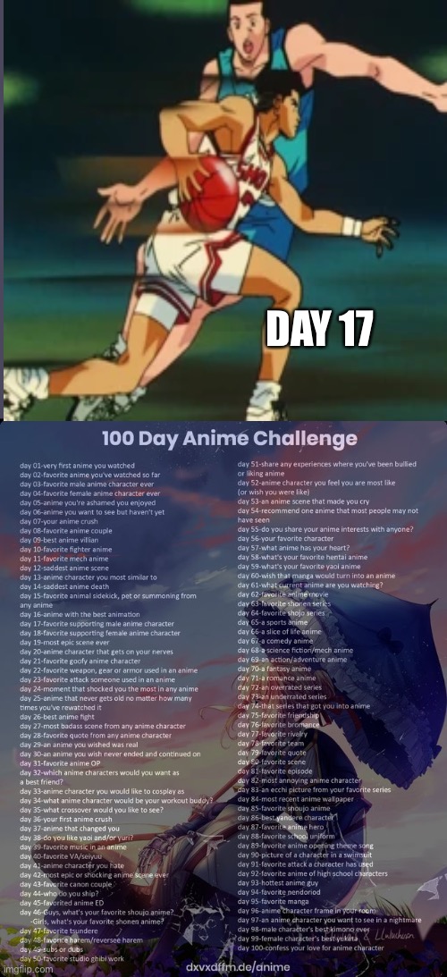 Ryota’s 3rd appearance on my 100 day anime challenge | DAY 17 | image tagged in 100 day anime challenge,basketball | made w/ Imgflip meme maker