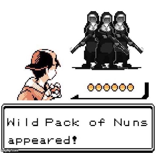 When you wander into a church as a non-religious person | Pack of Nuns | image tagged in blank wild pokemon appears,memes,funny,pokemon | made w/ Imgflip meme maker
