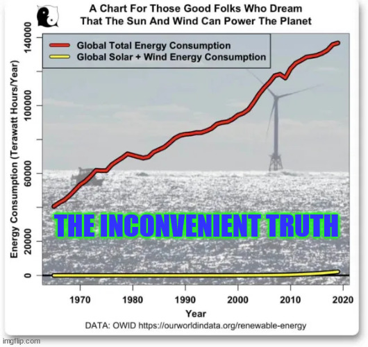 Facts | THE INCONVENIENT TRUTH | image tagged in renewable energy,hoax | made w/ Imgflip meme maker