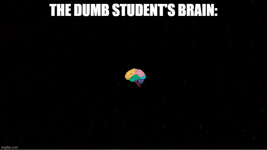 A dumb student's brain | THE DUMB STUDENT'S BRAIN: | image tagged in black blank | made w/ Imgflip meme maker