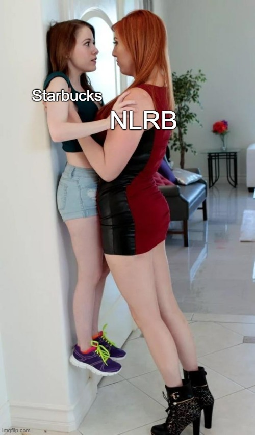 Starbucks constantly taking Ls from NLRB. Stop union busting. | NLRB; Starbucks | image tagged in lift short girl,union,labor union,starbucks,capitalism,socialism | made w/ Imgflip meme maker