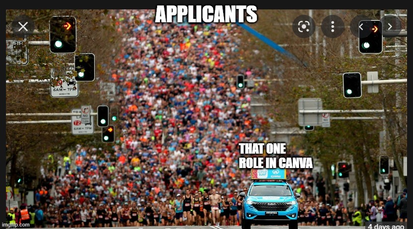 job application | APPLICANTS; THAT ONE ROLE IN CANVA | image tagged in jobs | made w/ Imgflip meme maker