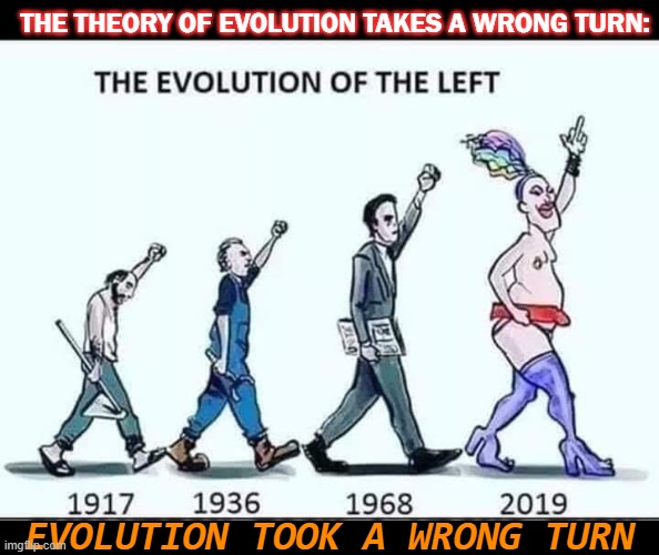 The Theory of Evolution Takes a Wrong Turn: | THE THEORY OF EVOLUTION TAKES A WRONG TURN:; EVOLUTION TOOK A WRONG TURN | image tagged in evolution | made w/ Imgflip meme maker