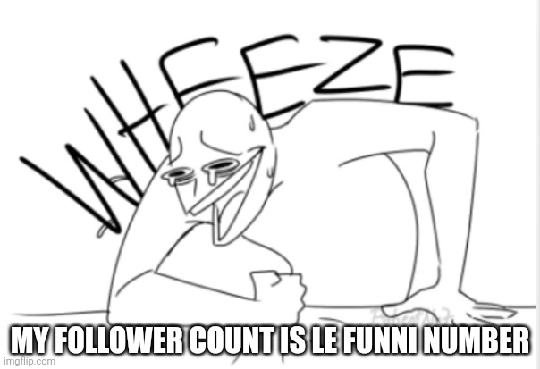 *cries internally* | MY FOLLOWER COUNT IS LE FUNNI NUMBER | image tagged in wheeze | made w/ Imgflip meme maker