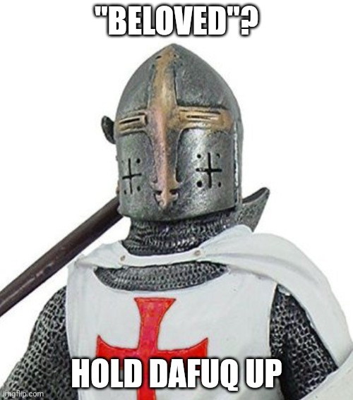 WTF Crusader | "BELOVED"? HOLD DAFUQ UP | image tagged in wtf crusader | made w/ Imgflip meme maker