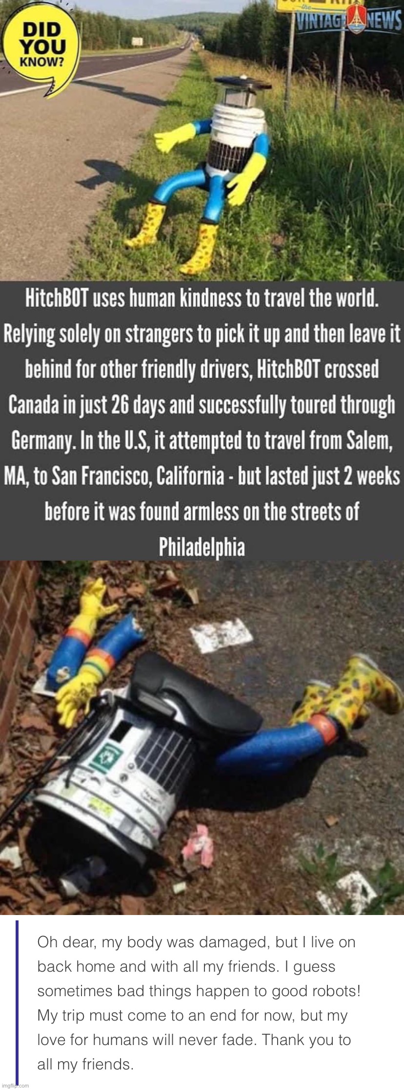 image tagged in hitchbot fails america | made w/ Imgflip meme maker