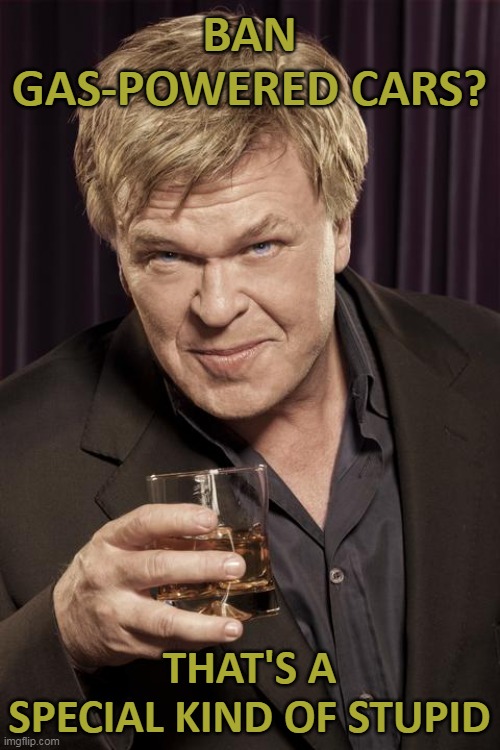 Ron White | BAN GAS-POWERED CARS? THAT'S A SPECIAL KIND OF STUPID | image tagged in ron white | made w/ Imgflip meme maker