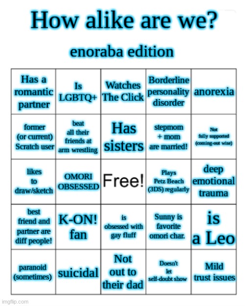 Feel free to fill it out! | image tagged in bingo,oh wow are you actually reading these tags,random tag,random tag i decided to put,another random tag i decided to put | made w/ Imgflip meme maker