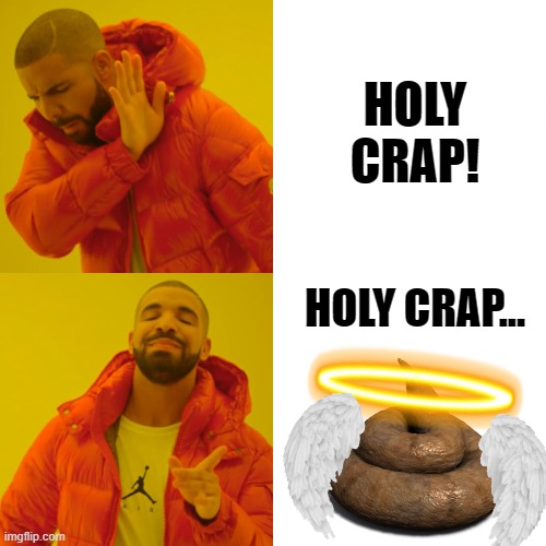 How You Say It Determines Its Meaning... | HOLY
CRAP! HOLY CRAP... | image tagged in memes,drake hotline bling,play on words,humor,funny,funny memes | made w/ Imgflip meme maker