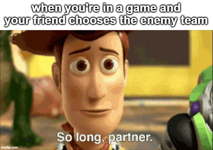 got betrayed | when you're in a game and your friend chooses the enemy team | image tagged in so long partner | made w/ Imgflip meme maker