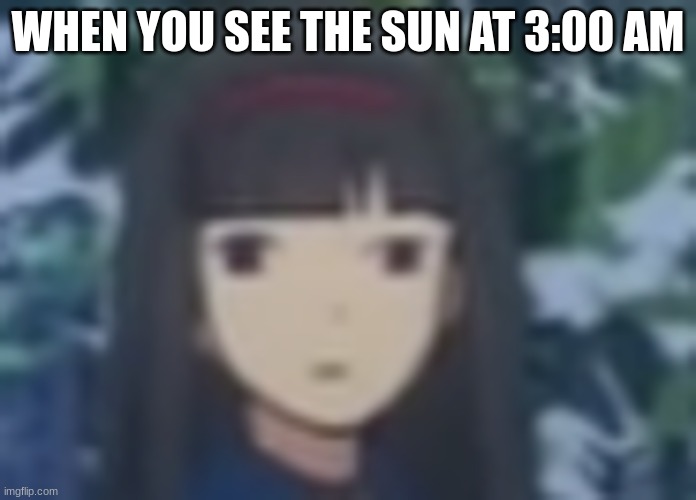 same | WHEN YOU SEE THE SUN AT 3:00 AM | image tagged in funny anime | made w/ Imgflip meme maker