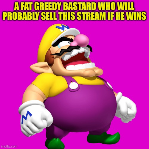 A FAT GREEDY BASTARD WHO WILL PROBABLY SELL THIS STREAM IF HE WINS | made w/ Imgflip meme maker