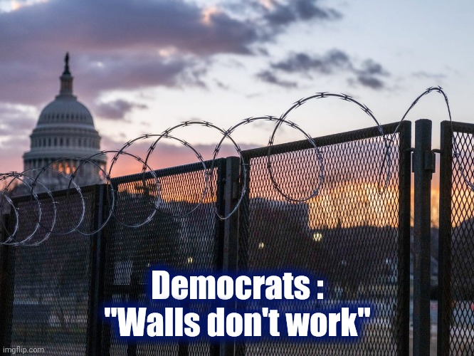 Capitol Building Fence | Democrats :
"Walls don't work" | image tagged in capitol building fence | made w/ Imgflip meme maker