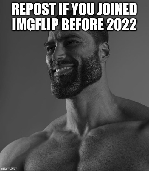 Giga Chad | REPOST IF YOU JOINED IMGFLIP BEFORE 2022 | image tagged in giga chad | made w/ Imgflip meme maker