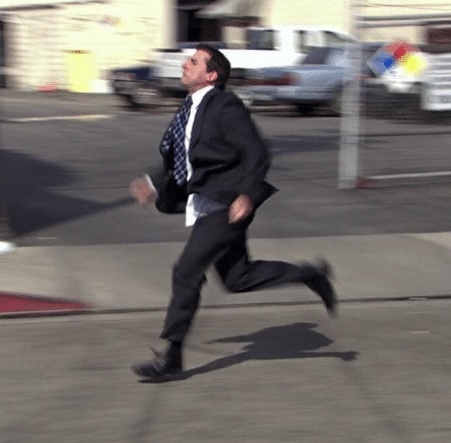 Michael Scott running to work Blank Meme Template