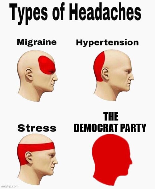 The Worst Headache Of Them All | THE DEMOCRAT PARTY | image tagged in headaches,memes,politics,democrat party,democrats,corruption | made w/ Imgflip meme maker