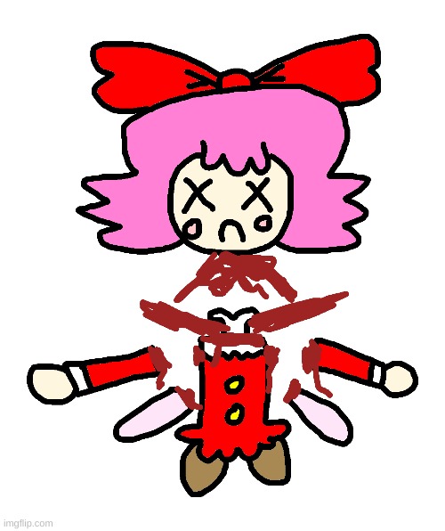 Ribbon get's her body chopped up into pieces (again because I'm bored) | image tagged in ribbon,kirby,gore,blood,funny,cute | made w/ Imgflip meme maker