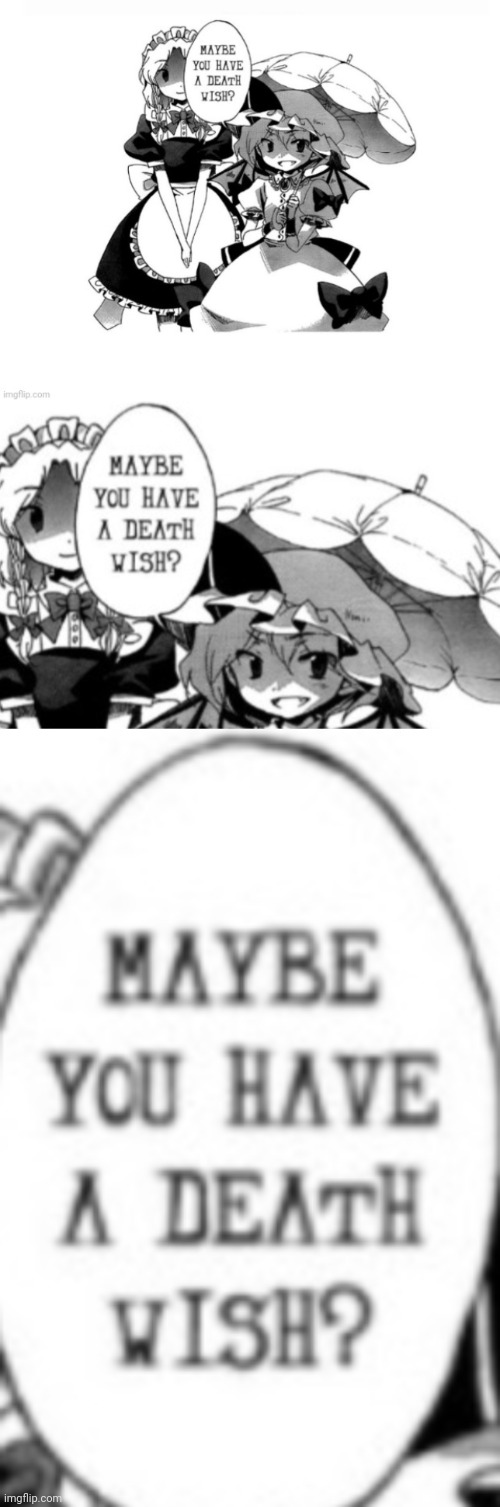 image tagged in touhou death wish | made w/ Imgflip meme maker