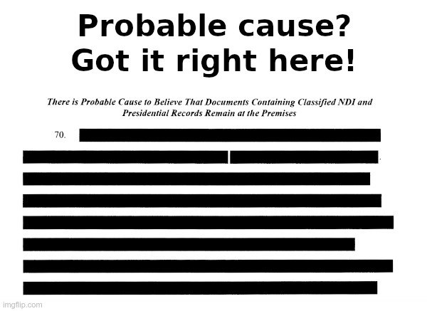 Probable cause? Got it right here! (link to PDF in comment) | image tagged in joe biden,fbi,mar-a-lago,raid,deep state,government corruption | made w/ Imgflip meme maker