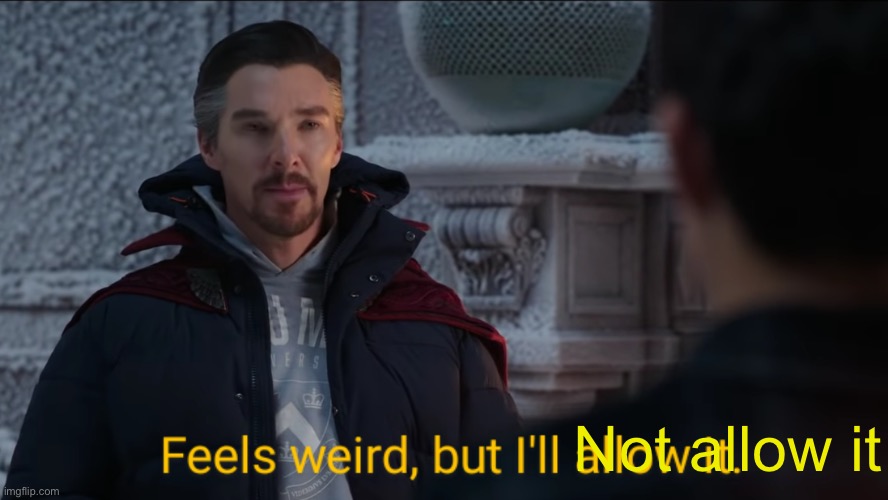 Feels Weird, but I'll Allow It. | Not allow it | image tagged in feels weird but i'll allow it | made w/ Imgflip meme maker