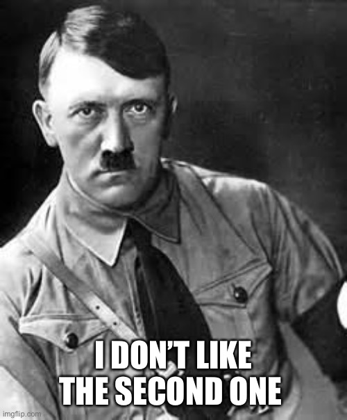 Adolf Hitler | I DON’T LIKE THE SECOND ONE | image tagged in adolf hitler | made w/ Imgflip meme maker