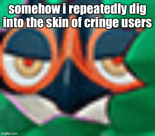 maybe I’m also cringe | somehow i repeatedly dig into the skin of cringe users | image tagged in him | made w/ Imgflip meme maker