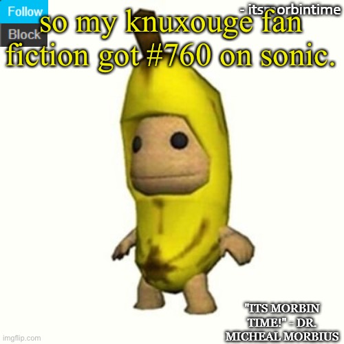ANNOUNCEMENT | so my knuxouge fan fiction got #760 on sonic. | image tagged in announcement | made w/ Imgflip meme maker