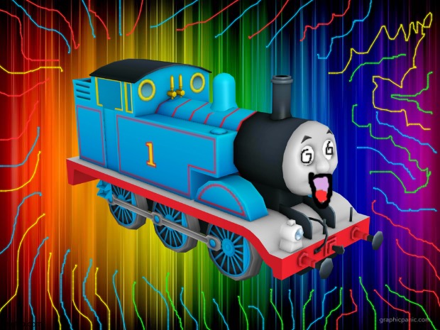 Thomas on LSD | image tagged in memes,thomas the tank engine,lsd,rainbows | made w/ Imgflip meme maker