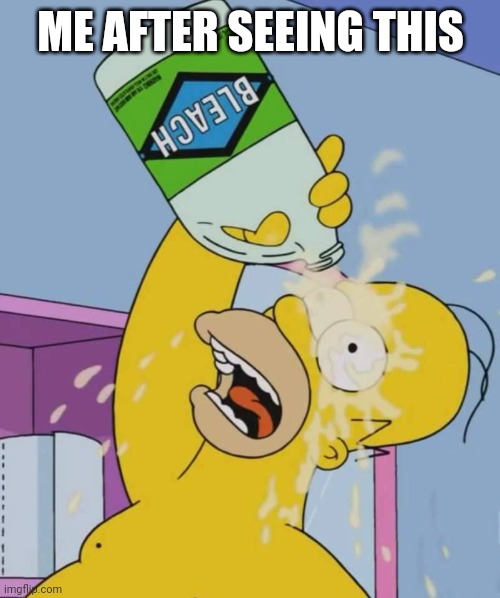Homer with bleach | ME AFTER SEEING THIS | image tagged in homer with bleach | made w/ Imgflip meme maker